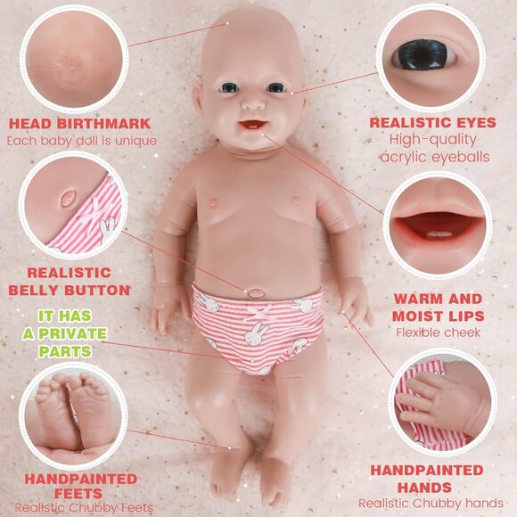 🆕20Inch Full Platinum Silicone Reborn Baby Dolls Smiling Girl with Doll Cloth - Picture 3 of 6